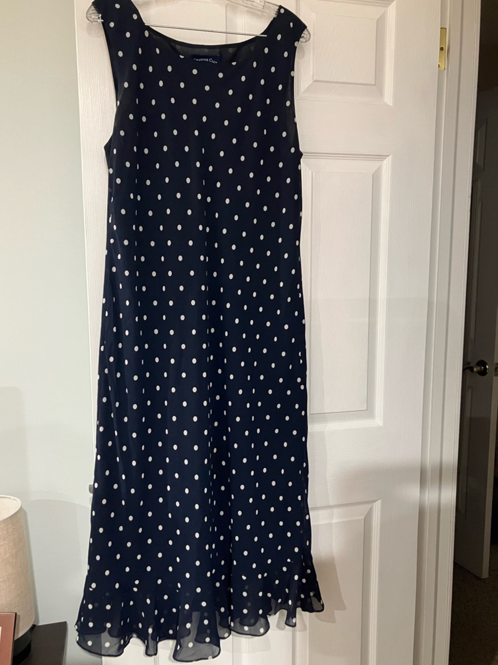Charter Club Navy Blue Polka Dot Maxi Dress
